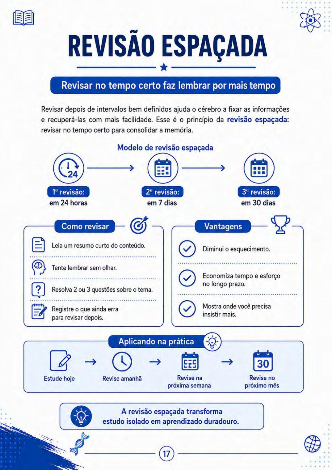 Página do guia com o cronograma semanal de estudos